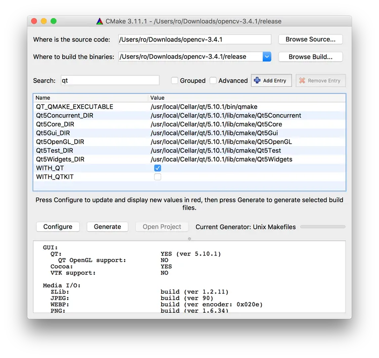 Configure the CMake build to use Qt